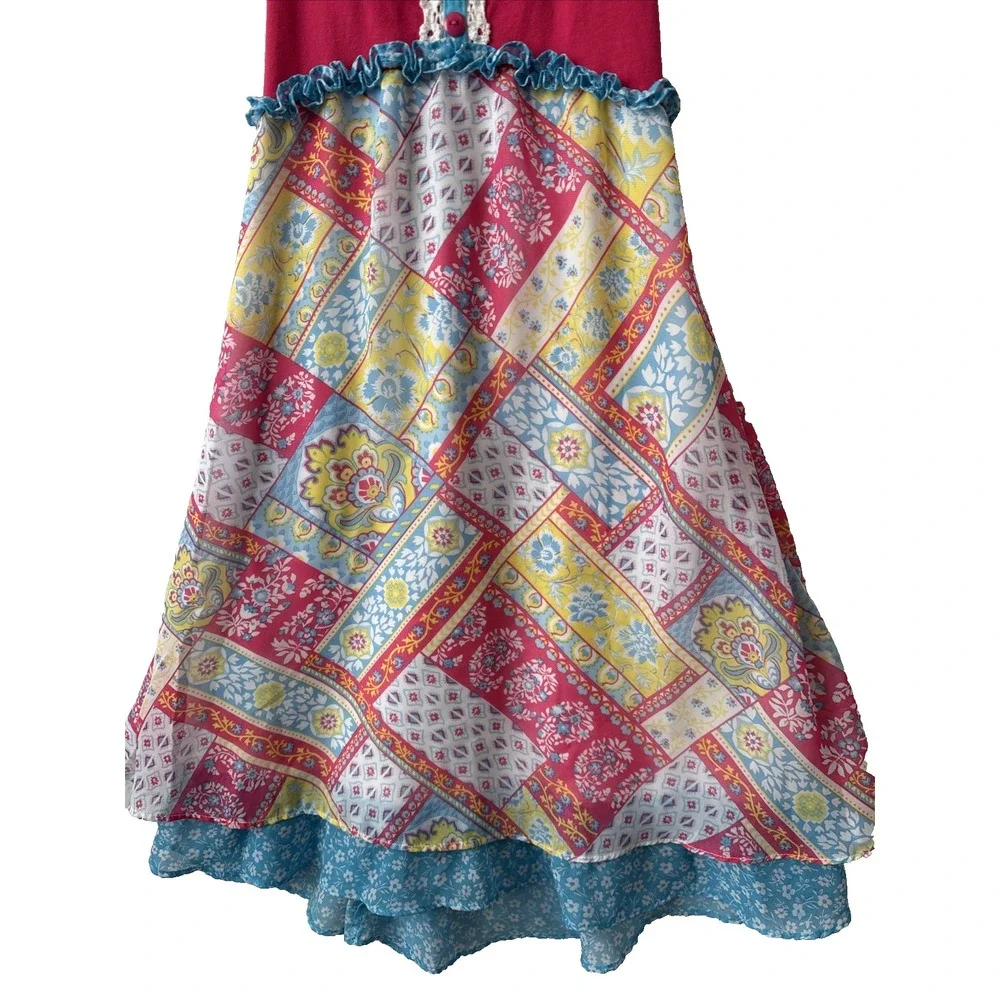 Jona Michelle Sleeveless Colorful Patchwork Dress Girls‎ 10 Cottage Boho Easter